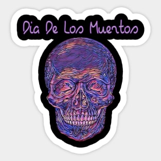 Purple Impressionist Skull Dia De Los Muertos Sticker